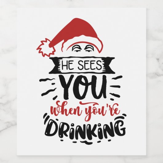 drink u een grappige kerstman wijn etiket (Enkel label)
