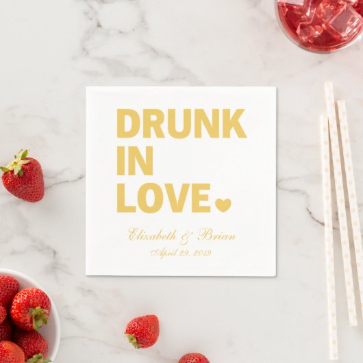 "Drink uit liefde" Persoonlijk Golden Wedding Servet (Insitu)