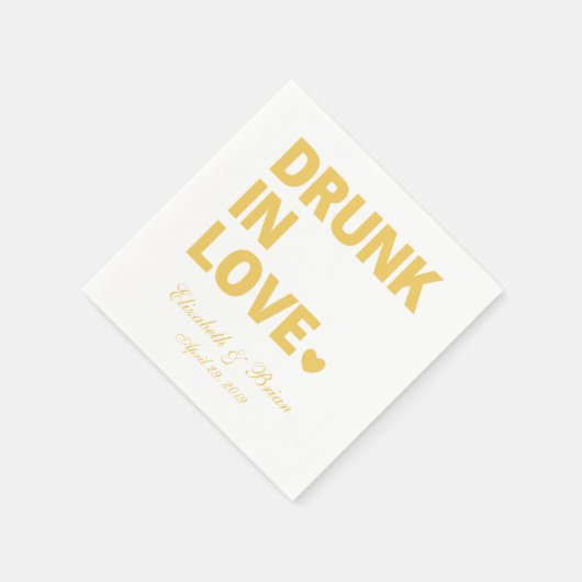 "Drink uit liefde" Persoonlijk Golden Wedding Servet (Hoek)