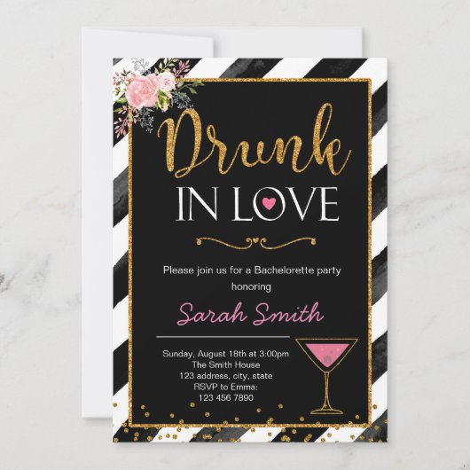 Drink uit liefde uitnodiging van bachelorette (Voorkant)