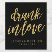 Drink uit liefde voor faux glitter gold wijn etiket (Enkel label)