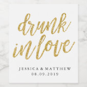 Drink uit liefde voor faux glitter gold wijn etiket (Enkel label)