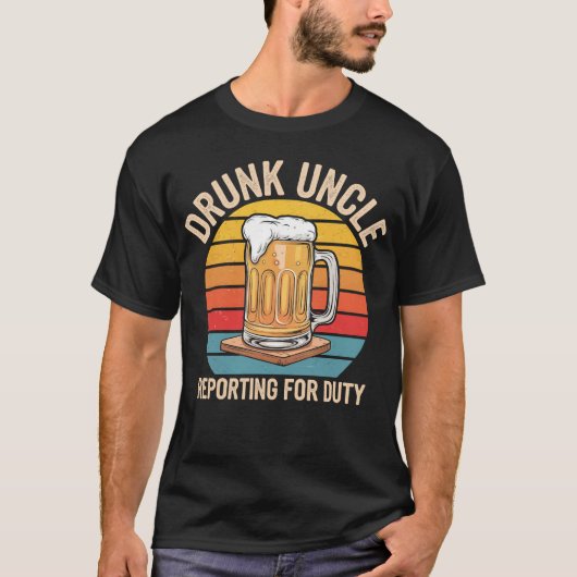 Drink Uncle Reporting voor Duty Retro Sunset T-shirt (Voorkant)
