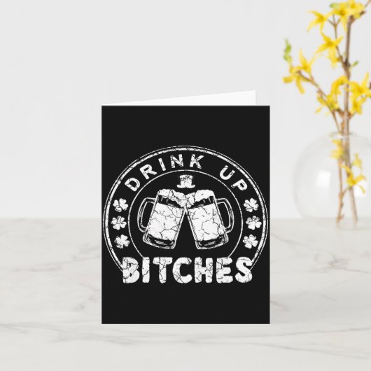 Drink Up Es Funny St Patricks Day Gift  Kaart (Gele Bloem)