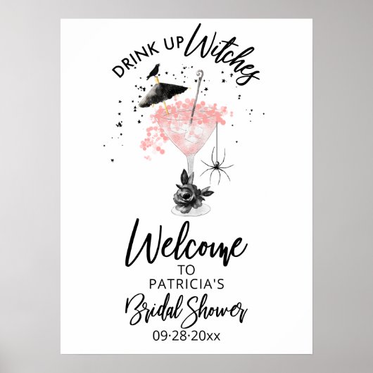 Drink up Heksen Bruiloftsborrel Welkomstbord Poster (Voorkant)
