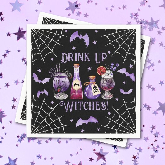 Drink up heksen cocktails en kostuum Halloween Servet