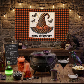 Drink Up Heksen Gingham Halloween Heksenhoed Spandoek