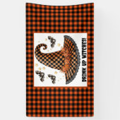 Drink Up Heksen Gingham Halloween Heksenhoed Spandoek (Verticaal)