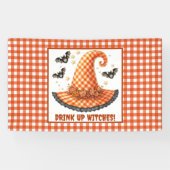 Drink Up Heksen Gingham Halloween Heksenhoed Spandoek (Horizontaal)