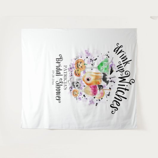 Drink up Heksen Halloween Bruiloft Feest Achtergro Wandkleed (Voorkant (horizontaal))