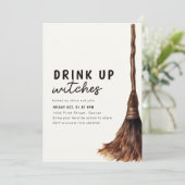 Drink Up Heksen Halloween Feest Uitnodiging (Staand voorkant)
