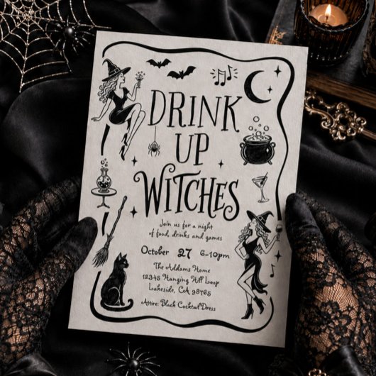 Drink Up, Heksen Halloween Feest Uitnodiging