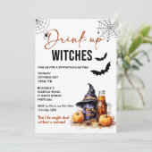 Drink up heksen Halloween feestuitnodiging Kaart (Staand voorkant)