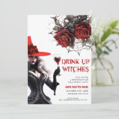 Drink up heksen Halloween feestuitnodiging Kaart (Staand voorkant)