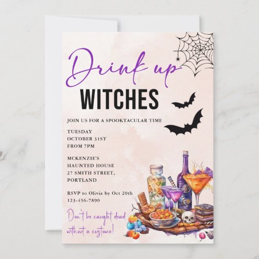 Drink up heksen Halloween feestuitnodiging Kaart (Voorkant)