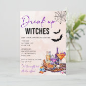 Drink up heksen Halloween feestuitnodiging Kaart (Staand voorkant)