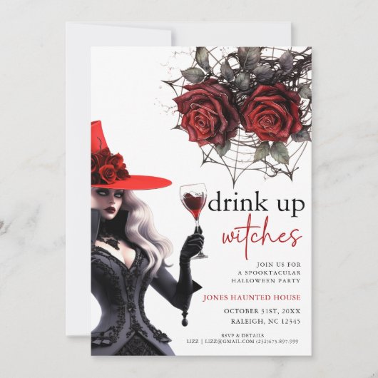 Drink up heksen Halloween feestuitnodiging Kaart (Voorkant)