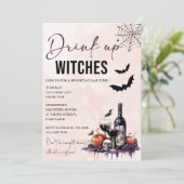 Drink up heksen Halloween feestuitnodiging Kaart (Staand voorkant)