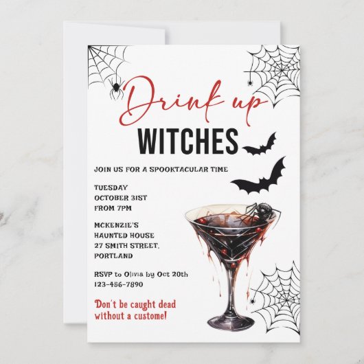 Drink up heksen Halloween feestuitnodiging Kaart (Voorkant)