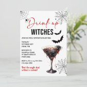 Drink up heksen Halloween feestuitnodiging Kaart (Staand voorkant)