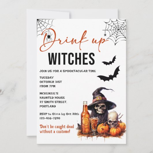 Drink up heksen Halloween feestuitnodiging Kaart (Voorkant)