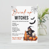 Drink up heksen Halloween feestuitnodiging Kaart (Staand voorkant)