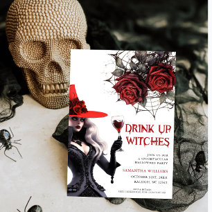 Drink up heksen Halloween feestuitnodiging Kaart