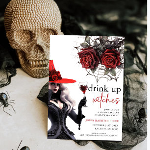 Drink up heksen Halloween feestuitnodiging Kaart