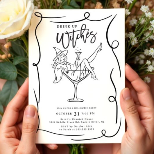 Drink up heksen Halloween feestuitnodiging Kaart
