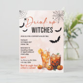 Drink up heksen Halloween feestuitnodiging Kaart (Staand voorkant)