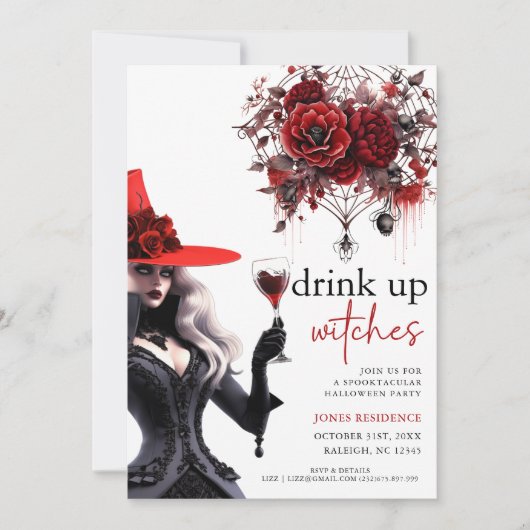 Drink up heksen Halloween feestuitnodiging Kaart (Voorkant)