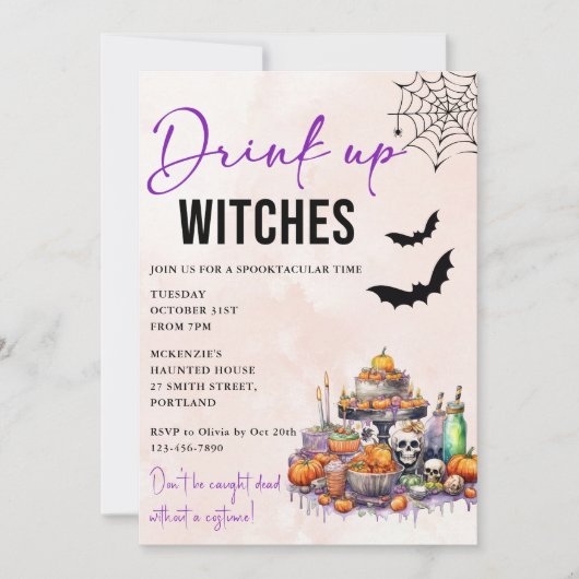 Drink up heksen Halloween feestuitnodiging Kaart (Voorkant)