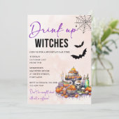 Drink up heksen Halloween feestuitnodiging Kaart (Staand voorkant)