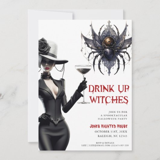 Drink up heksen Halloween feestuitnodiging Kaart (Voorkant)