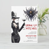 Drink up heksen Halloween feestuitnodiging Kaart (Staand voorkant)