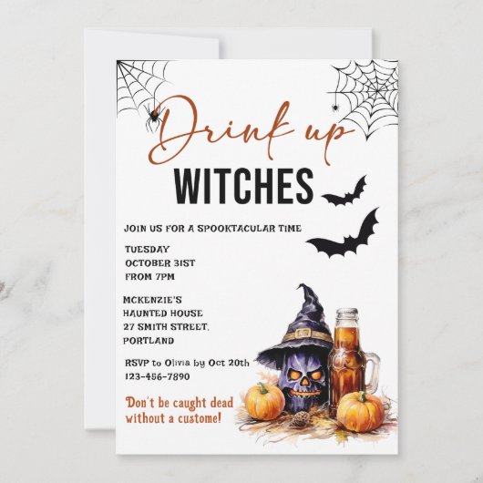Drink up heksen Halloween feestuitnodiging Kaart (Voorkant)