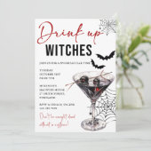Drink up heksen Halloween feestuitnodiging Kaart (Staand voorkant)