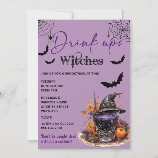 Drink up heksen Halloween feestuitnodiging Kaart (Voorkant)