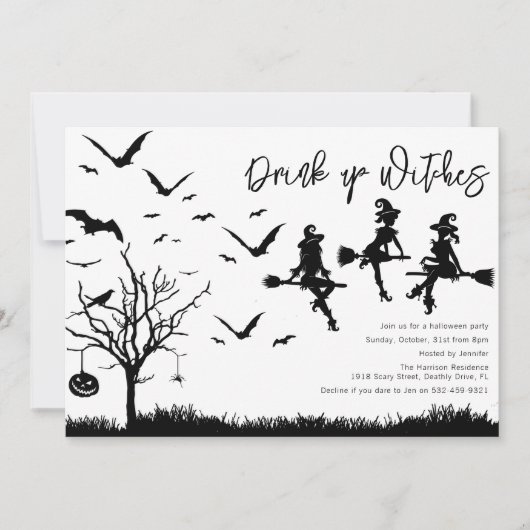 Drink up heksen Halloween feestuitnodiging Kaart (Voorkant)