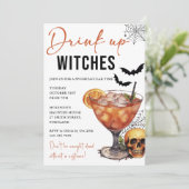 Drink up heksen Halloween feestuitnodiging Kaart (Staand voorkant)