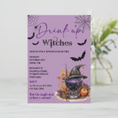 Drink up heksen Halloween feestuitnodiging Kaart (Staand voorkant)