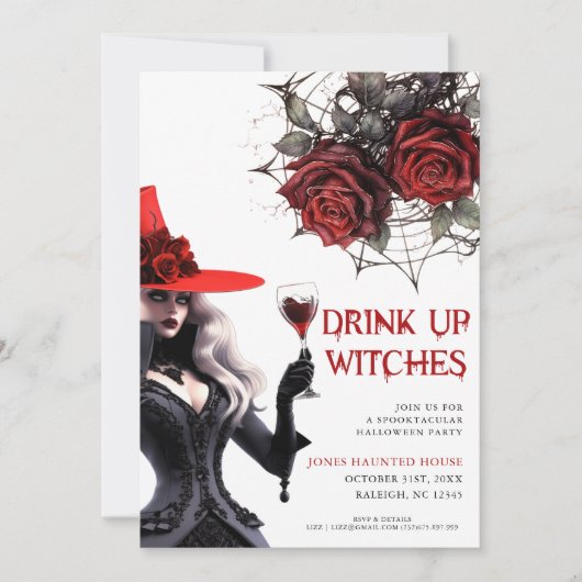 Drink up heksen Halloween feestuitnodiging Kaart (Voorkant)
