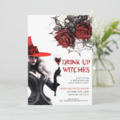 Drink up heksen Halloween feestuitnodiging Kaart (Staand voorkant)