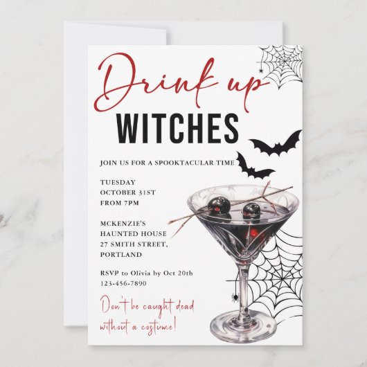 Drink up heksen Halloween feestuitnodiging Kaart (Voorkant)