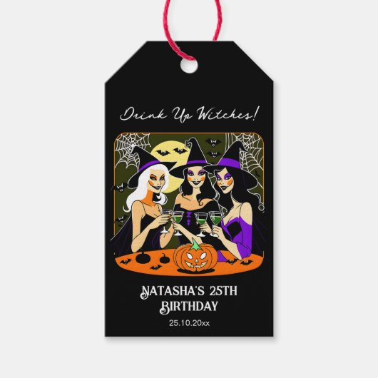 Drink up heksen volwassen Halloween verjaardagsfee Cadeaulabel (Voorkant)