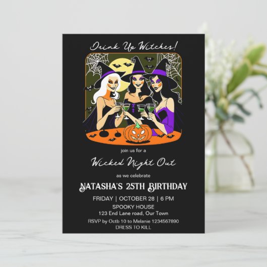 Drink up heksen volwassen Halloween verjaardagsfee Kaart (Staand voorkant)