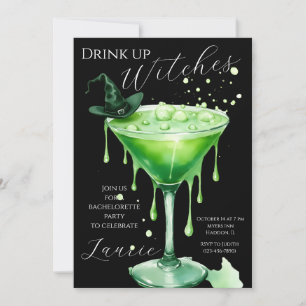 "Drink up heksen" vrijgezellenfeest uitnodiging