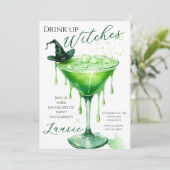 "Drink up heksen" vrijgezellenfeest uitnodiging (Staand voorkant)