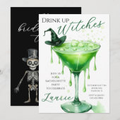 "Drink up heksen" vrijgezellenfeest uitnodiging (Voorkant / Achterkant)