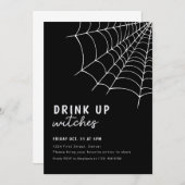 Drink Up Heksen Zwarte Halloween-feestuitnodiging Kaart (Voorkant / Achterkant)